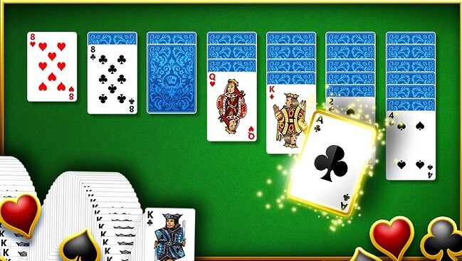 Aces and Kings in a colorful free solitaire card game with animated special cards.