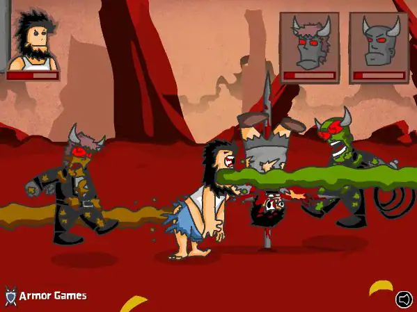 1. Epic monster battle against armored foes in a fantasy arena.