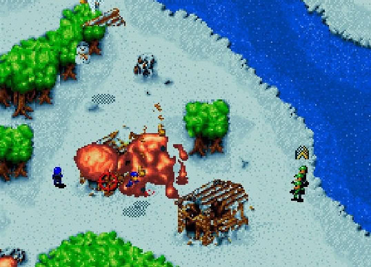 Epic pixel art battle with fantasy warriors and mythical creatures in a vibrant forest scene.