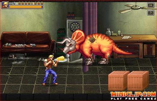 Giant Dinosaur vs Man Street Fight - Classic Retro Arcade Gameplay.