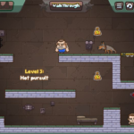 Money-themed platformer game scene with character, dog, and coins.