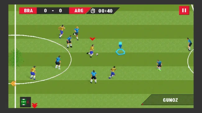 Brazil vs Argentina soccer game in Mini Games, action-packed football match.