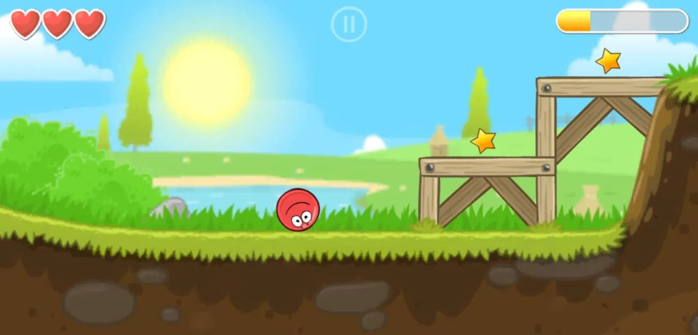 Colorful ball jumping obstacles in funny platform game at mini games.