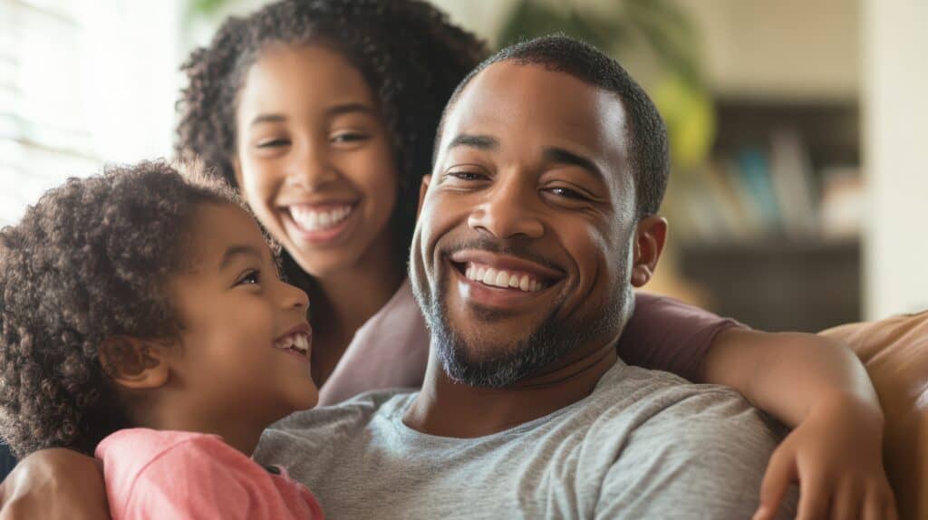 HAPPY FAMILY ENJOYING QUALITY TIME TOGETHER AT HOME, SHOWCASING THE COMFORT OF HVAC AND PLUMBING SERVICES.