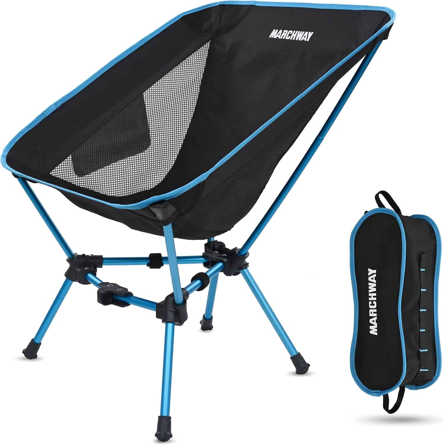 Marchway Camping Chair Blue — lightweight folding camping chair for outdoor adventures, fishing, and hiking.