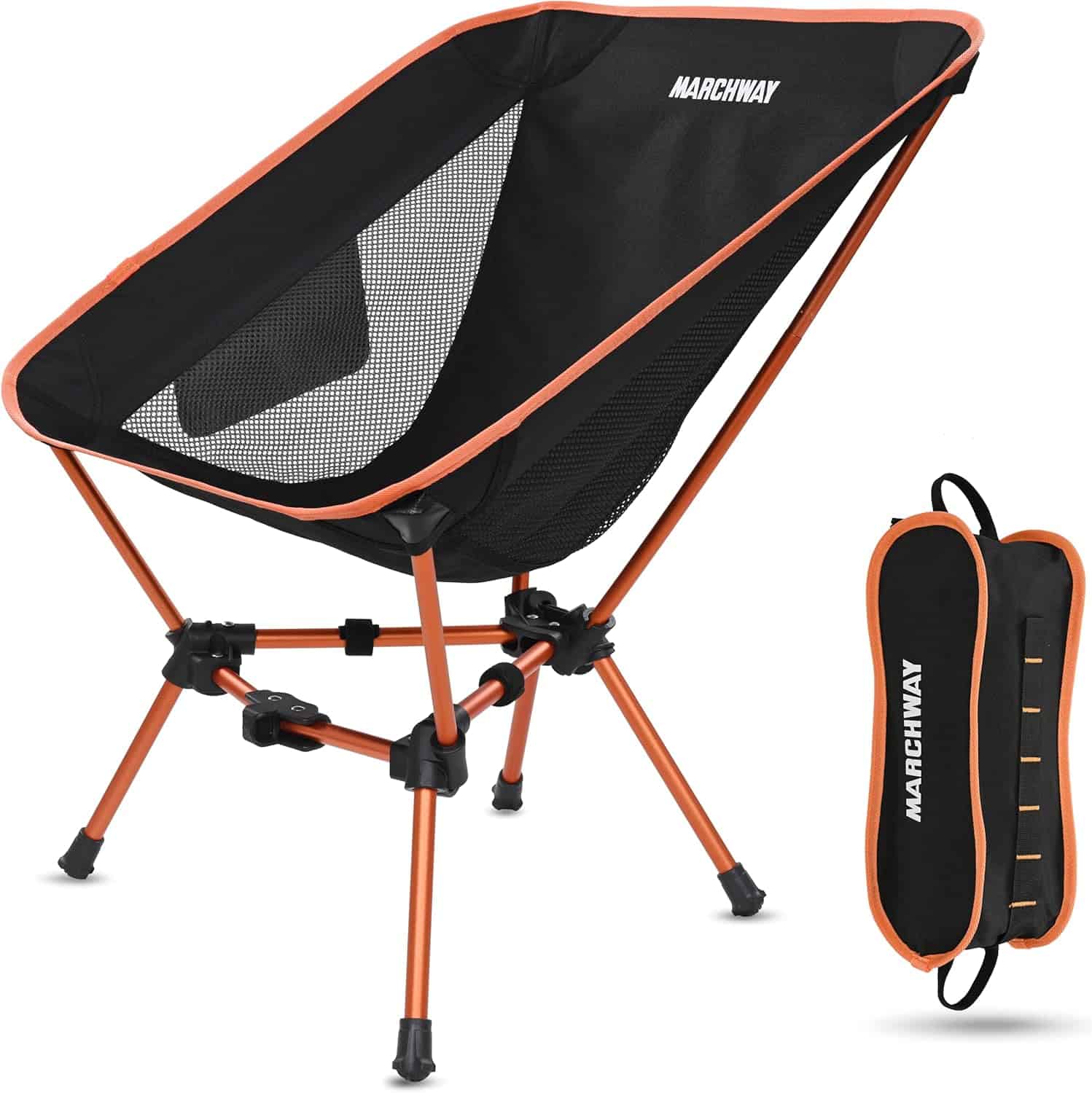 Marchway Camping Chair Orange — lightweight folding camping chair for outdoor adventures, fishing, and hiking.