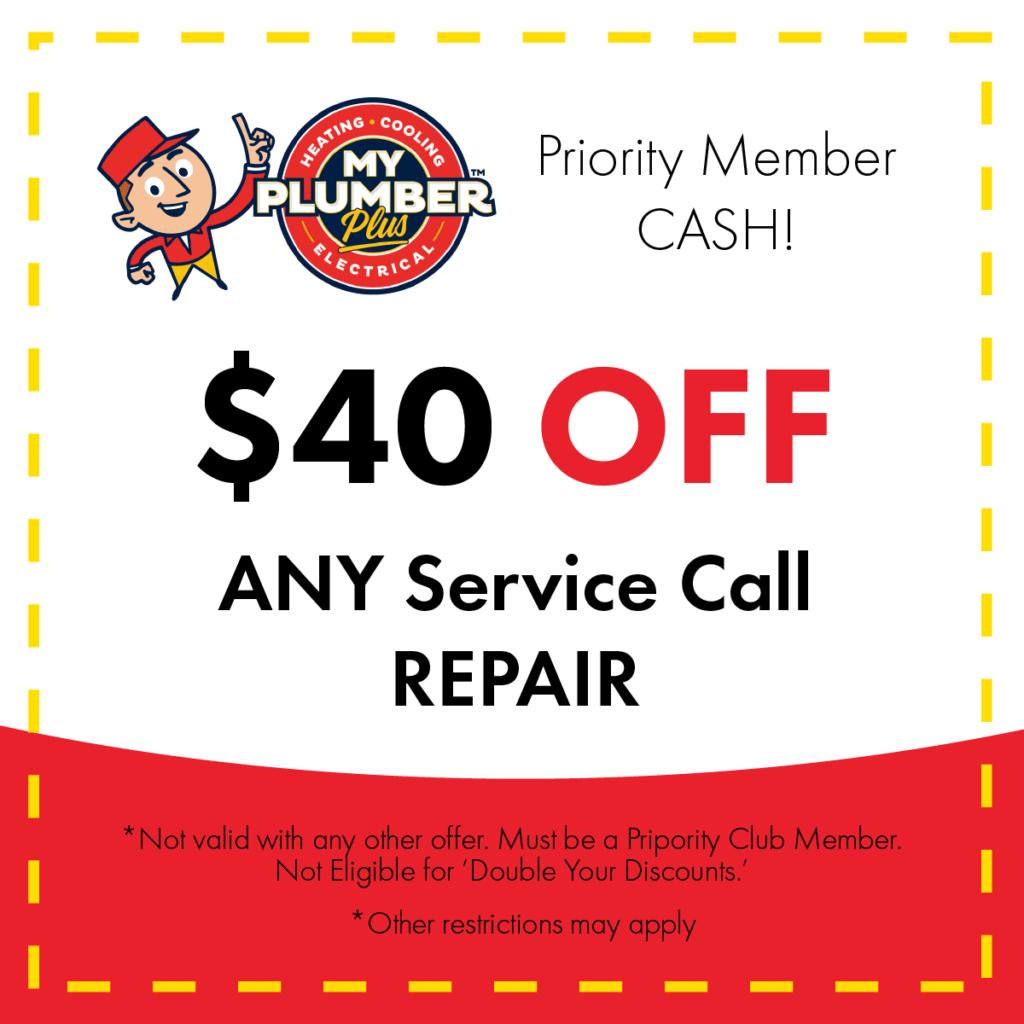 $40 off any service call repair for Priority Club members at My Plumber Plus; exclusions and conditions apply. Explore available finance options to make your service even more affordable.