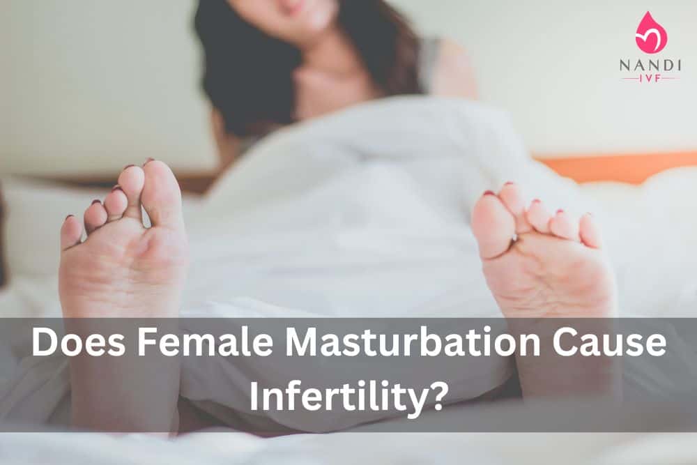 Close-up of a woman in bed with feet in focus, related to fertility and reproductive health.