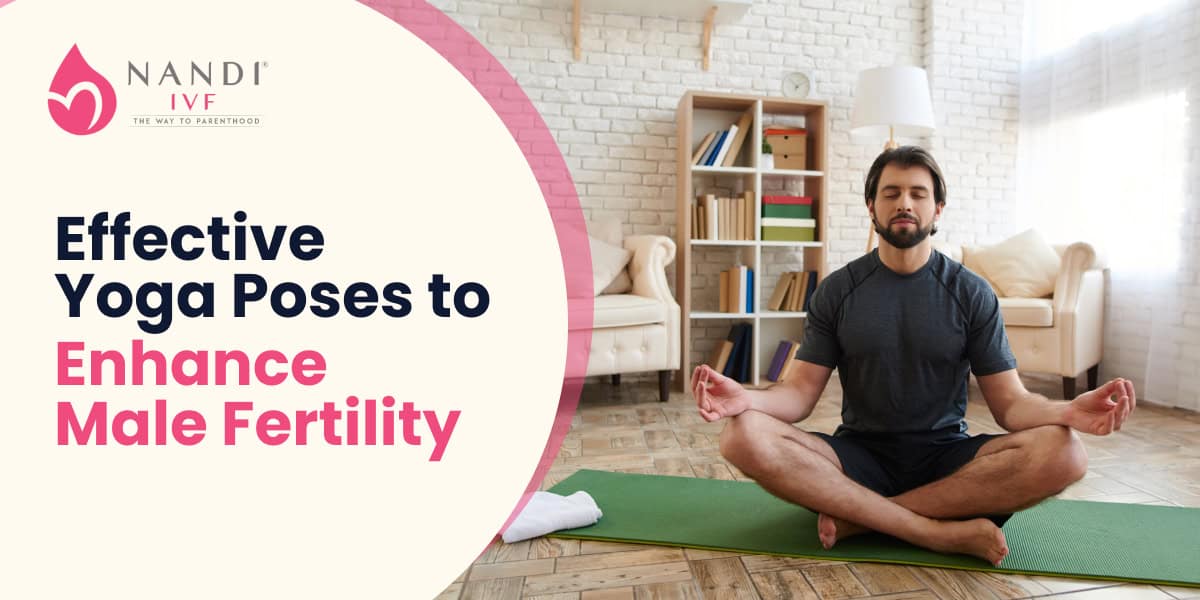 Man practicing yoga for male fertility enhancement at home.