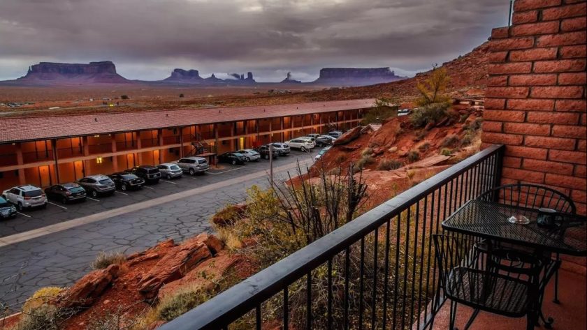 Goulding's Lodge uitzicht vanaf het balkon op Monument Valley