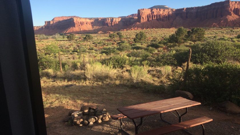 Capitol Reef National Park uitzicht vanaf onze camping