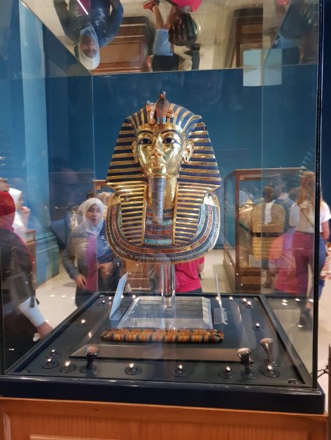 Het dodenmasker van Toetanchamon in Caïro in Egypte