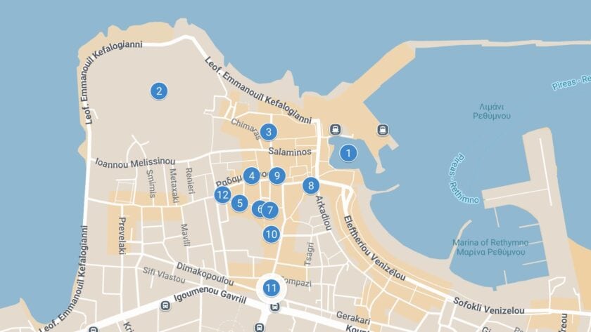 Doen in Rethymnon op Kreta - tips en bezienswaardigheden op de kaart