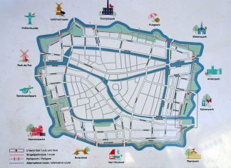 Singelpark Wandelroute Leiden kaart