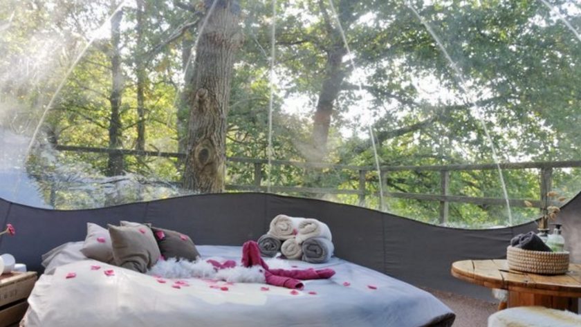 Slapen in een Bubbel in Fisenne, Ardennen, België