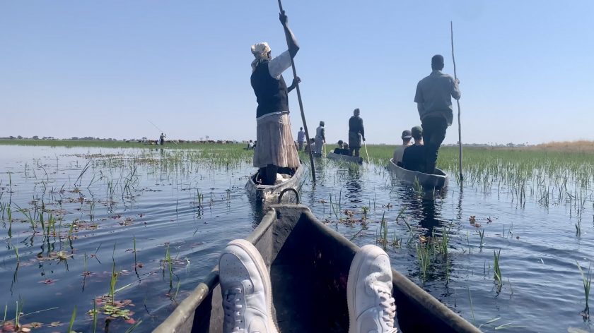 Okavango Delta Botswana mokoro voeten