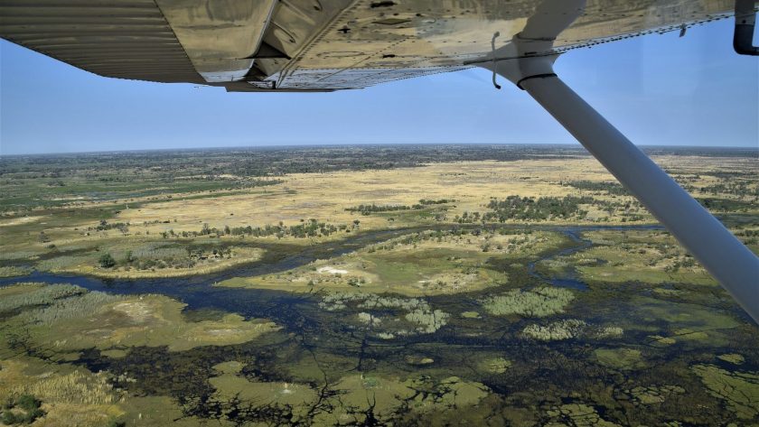 Okavango Delta in Botswana vanuit de lucht