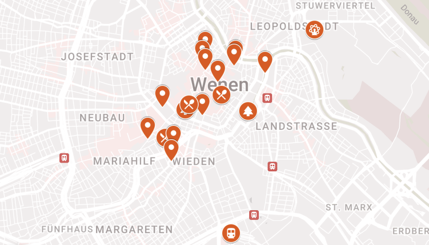 Before Sunrise wandelroute Wenen kaart