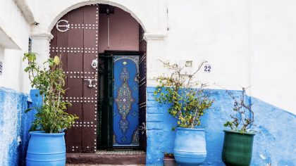 Kasbah Udayas Rabat Marokko deur blauw
