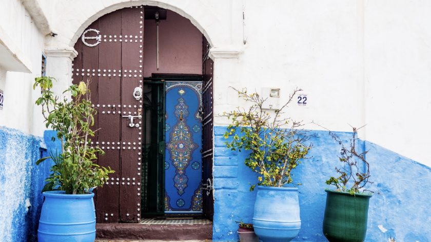 Kasbah Udayas Rabat Marokko deur blauw