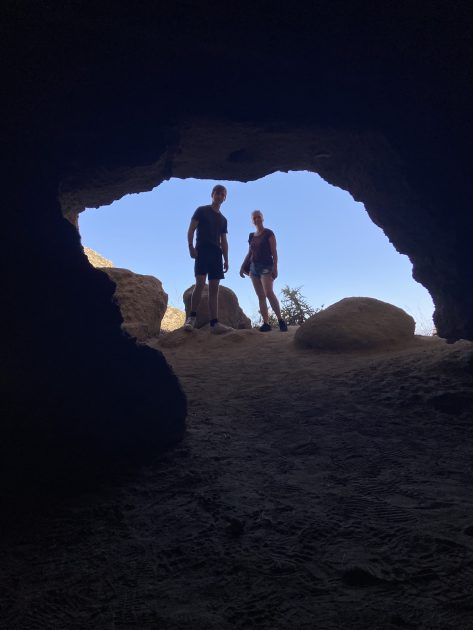 Poseidon's Temple bij Pigadia op Karpathos, Griekenland, Irene en Boy