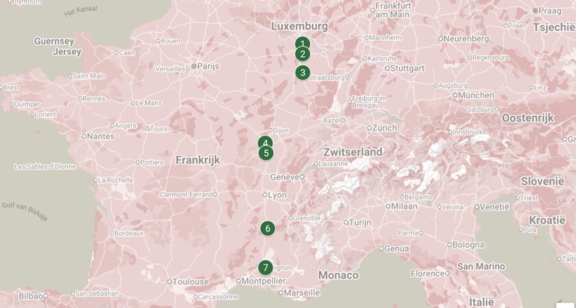 De mooiste tussenstops langs de Route du Soleil op de kaart