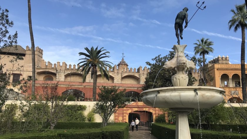 Real Alcazar Sevilla in Andalusië tuin en fontein