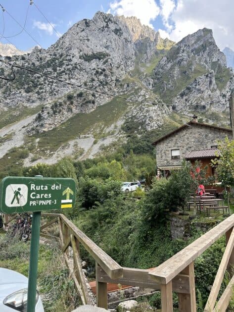 Ruta del Cares Picos de Europa Spanje - bordje van de route in Caín