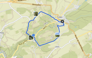 Wandelroute rond Kasteel van Vêves op de kaart