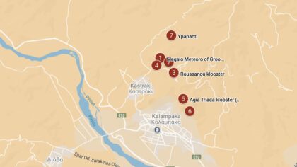 Meteora kloosters Griekenland op de kaart