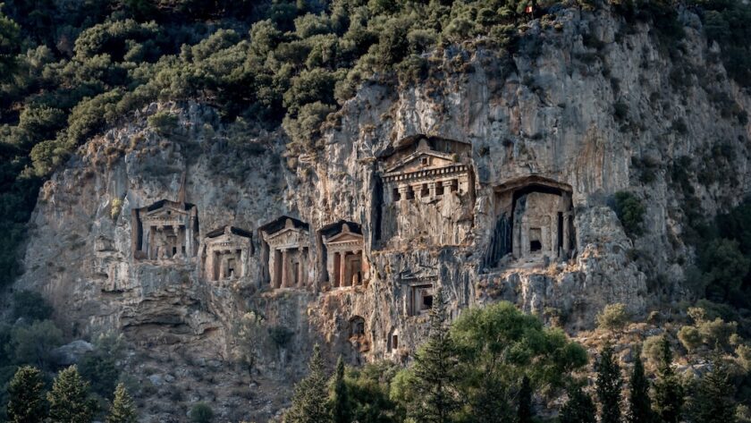 Dalyan, Lycische kust, Turkije, Kaunos tombs of the kings