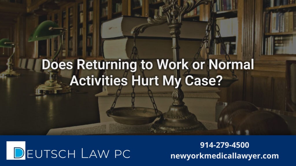 Person reviewing return-to-work questions during a medical malpractice case