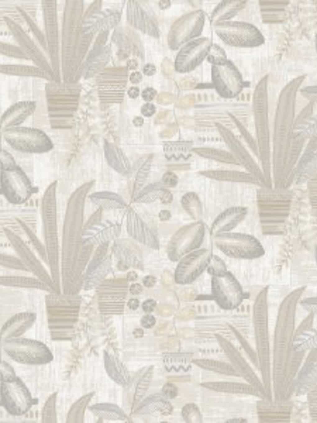 Botanical wallpaper with tropical leaves and plants, perfect for stylish interior decoration.