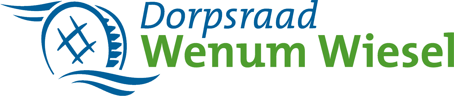 Logo van Ons Wenum Wiesel met tekst en grafisch element.