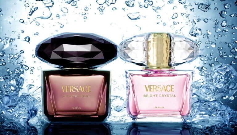 discovering elegance and radiance: versace’s bright crystal parfum & crystal noir parfum