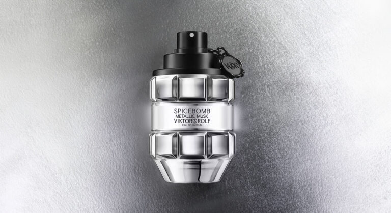 viktor & rolf spicebomb metallic musk eau de parfum fragrance sculpted in light, steel, and skin