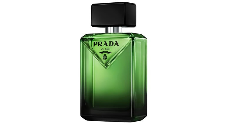 Prada Paradigme Eau de Parfum, a men's fragrance featuring Calabrian bergamot, bourbon geranium, and amberwood.