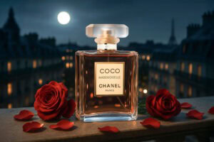 Chanel Coco Mademoiselle Eau de Parfum – iconic amber floral fragrance composed of citrus, rose, jasmine, patchouli, and vanilla, expressing clarity and contemporary elegance