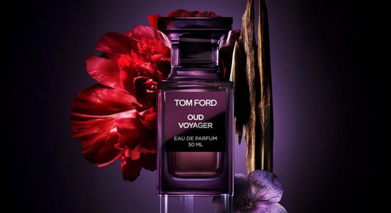 Tom Ford Oud Voyager Eau de Parfum – floral oud fragrance with geranium, peony, cardamom, saffron, citrus, and rare woods