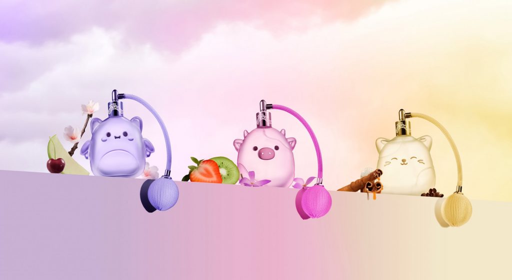 squishmallows fragrances in moonlit mist, pink possibilities and whisked away