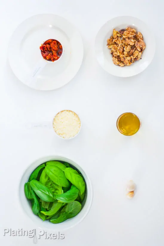 Toasted Walnut and Sun-Dried Tomato Pesto - www.platingpixels.com