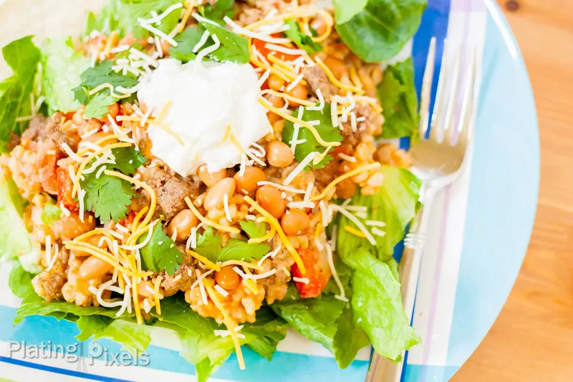 Mexican Bean and Rice Casserole Salad - www.platingpixels.com