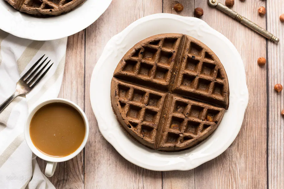 Gluten Free Chocolate Hazelnut Waffles recipe - www.platingpixels.com