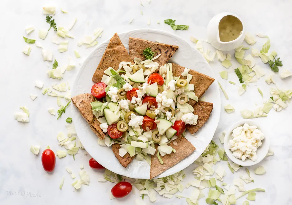 Greek Salad Pita Nachos recipe - www.platingpixels.com