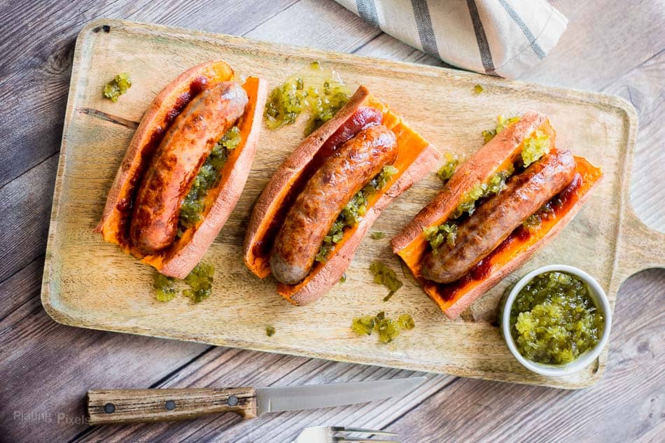 Sweet Potato Sausage Dogs recipe (Gluten Free) - www.platingpixels.com