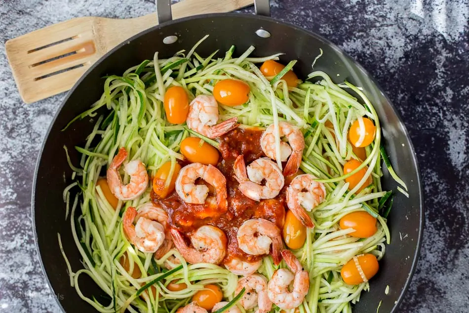 Tuscan Style Sardine and Shrimp Zoodles recipe - www.platingpixels.com