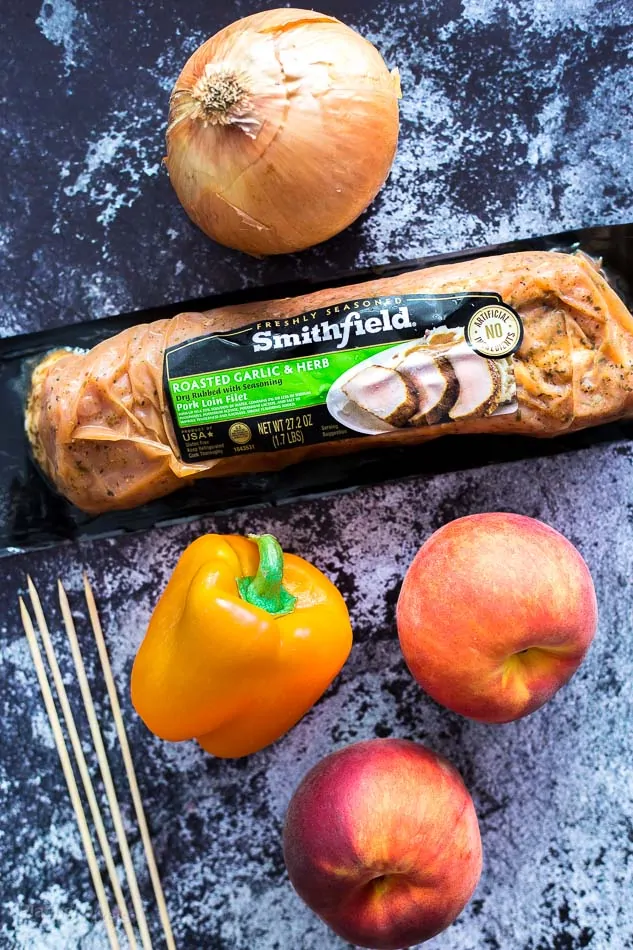 Grilled Peach and Pork Kabobs recipe - www.platingpixels.com