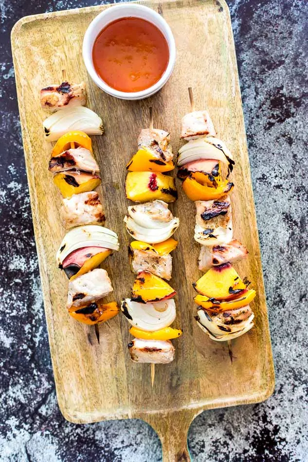 Grilled Peach and Pork Kabobs recipe - www.platingpixels.com