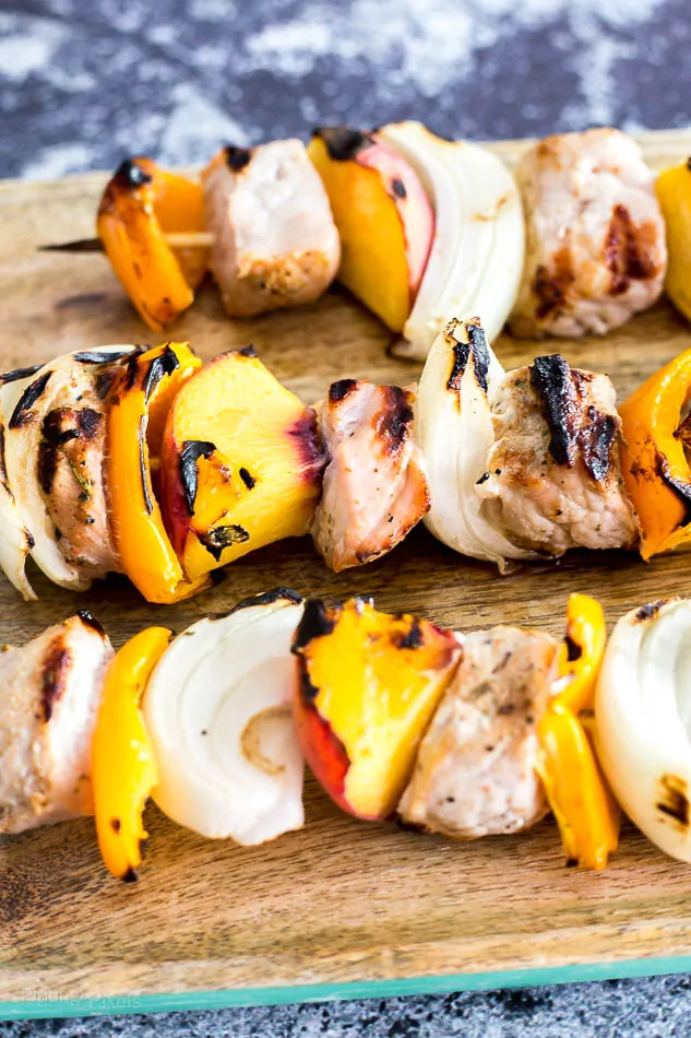 Grilled Peach and Pork Kabobs recipe - www.platingpixels.com
