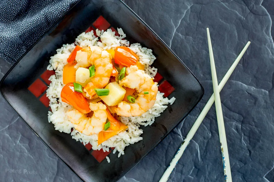 One Pot Tropical Shrimp Stir Fry with Coconut Rice recipe - platingpixels.com